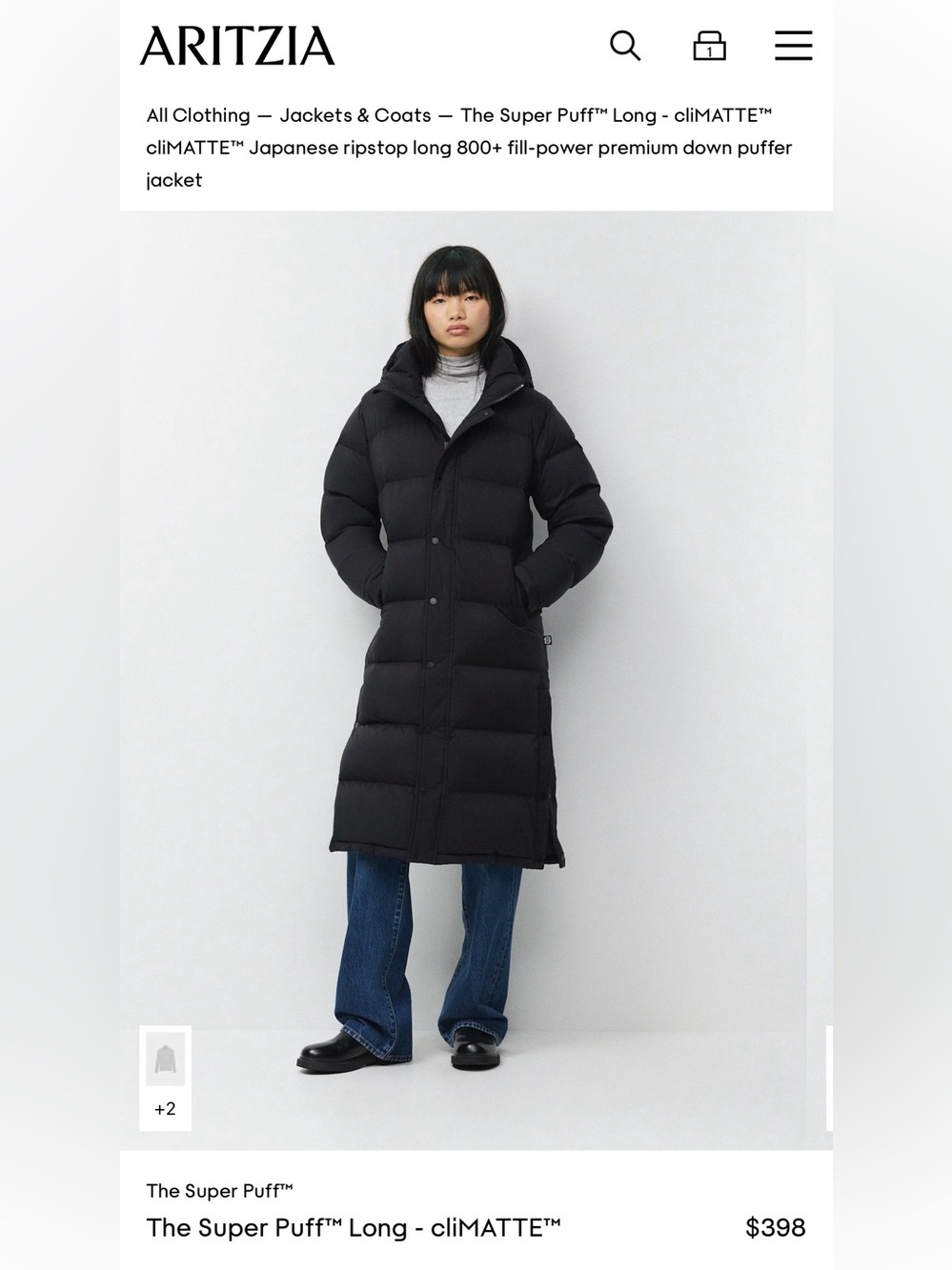 Aritzia The Super Puff™ Long Down Puffer Jacket — Black Size XL